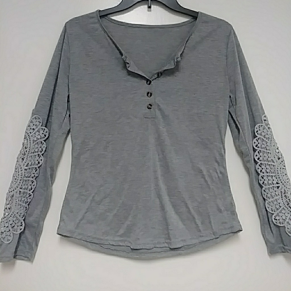 Grey Knit Sleeve Shirt